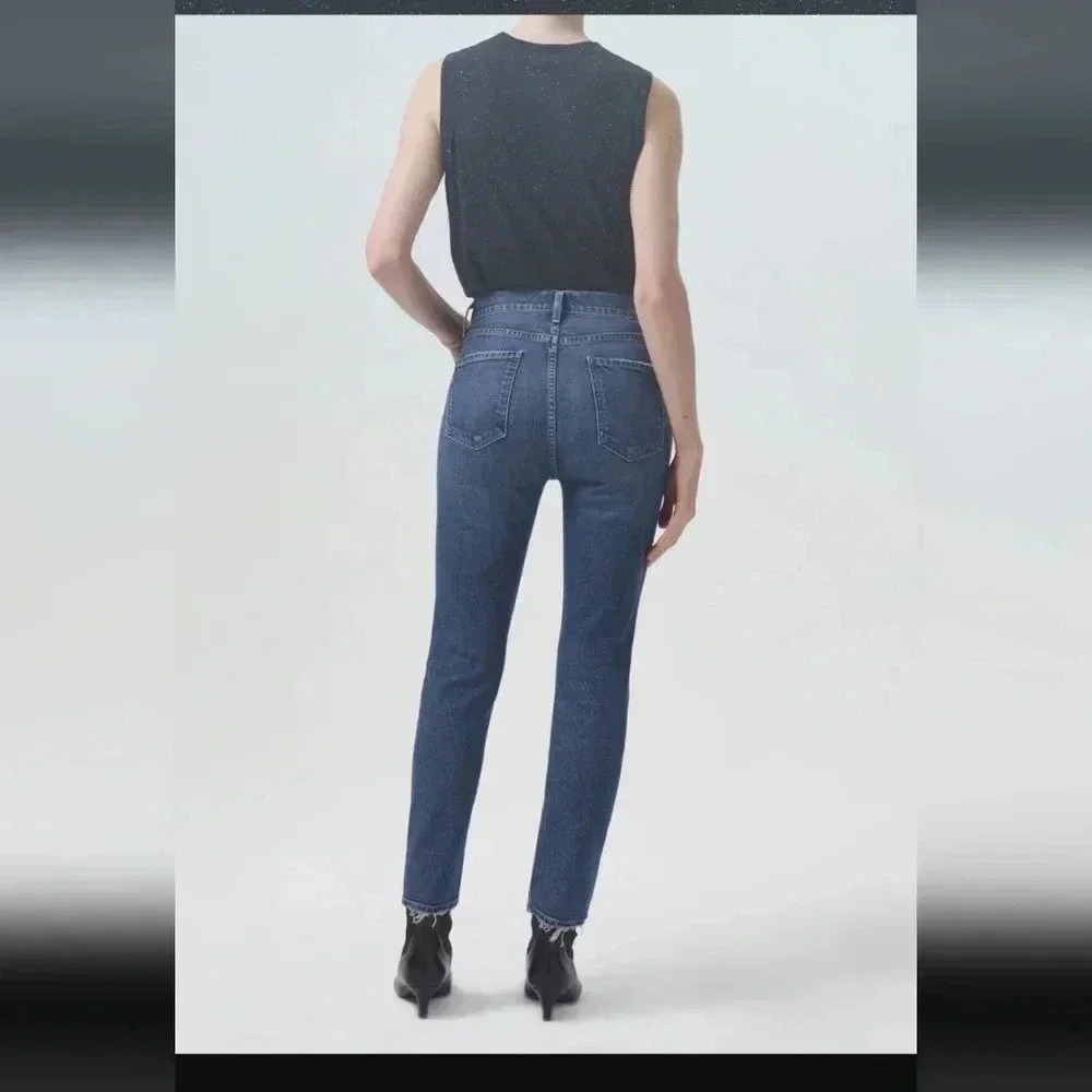Agolde Women's High Rise Jeans - Dark Blue - Picture 2 of 9